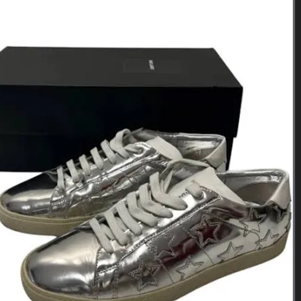 Saint Laurent Silver Court Classic Sneakers